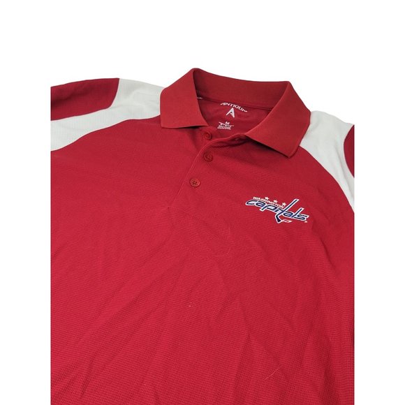 Washington Capitals Polo Shirt Red White Short Sleeve Size Medium Men's Embroide - Picture 1 of 6